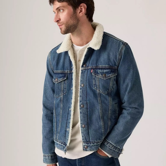 Levi's Mens 16365 0110 Sherpa Denim Trucker Jacket - Picture 2 of 14